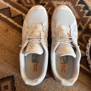 On Running Mesh Sneakers in White and Orange